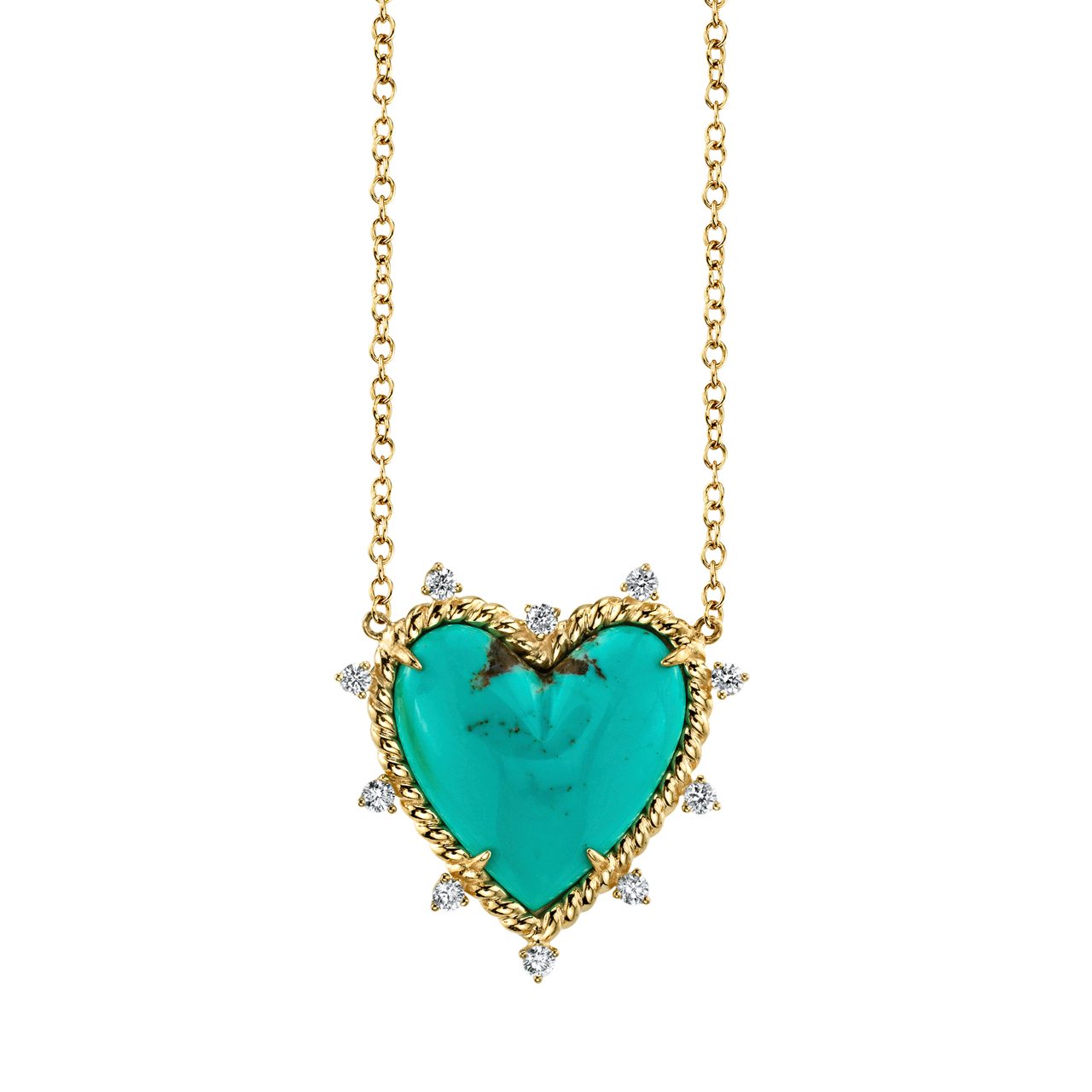 Small popular Turquoise heart pendant with rope border