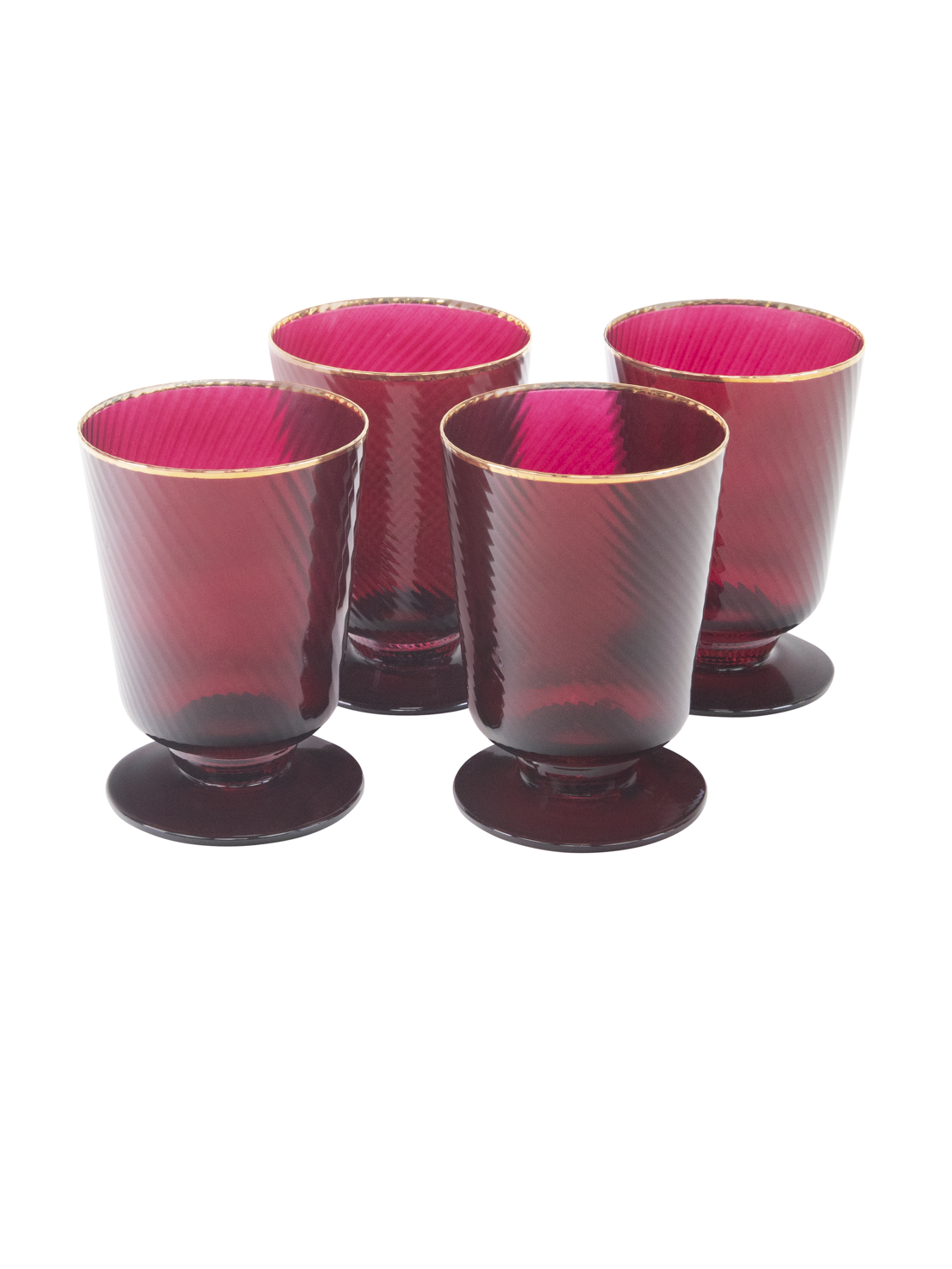 Glass Cup, Square and Twisted Set of 4 