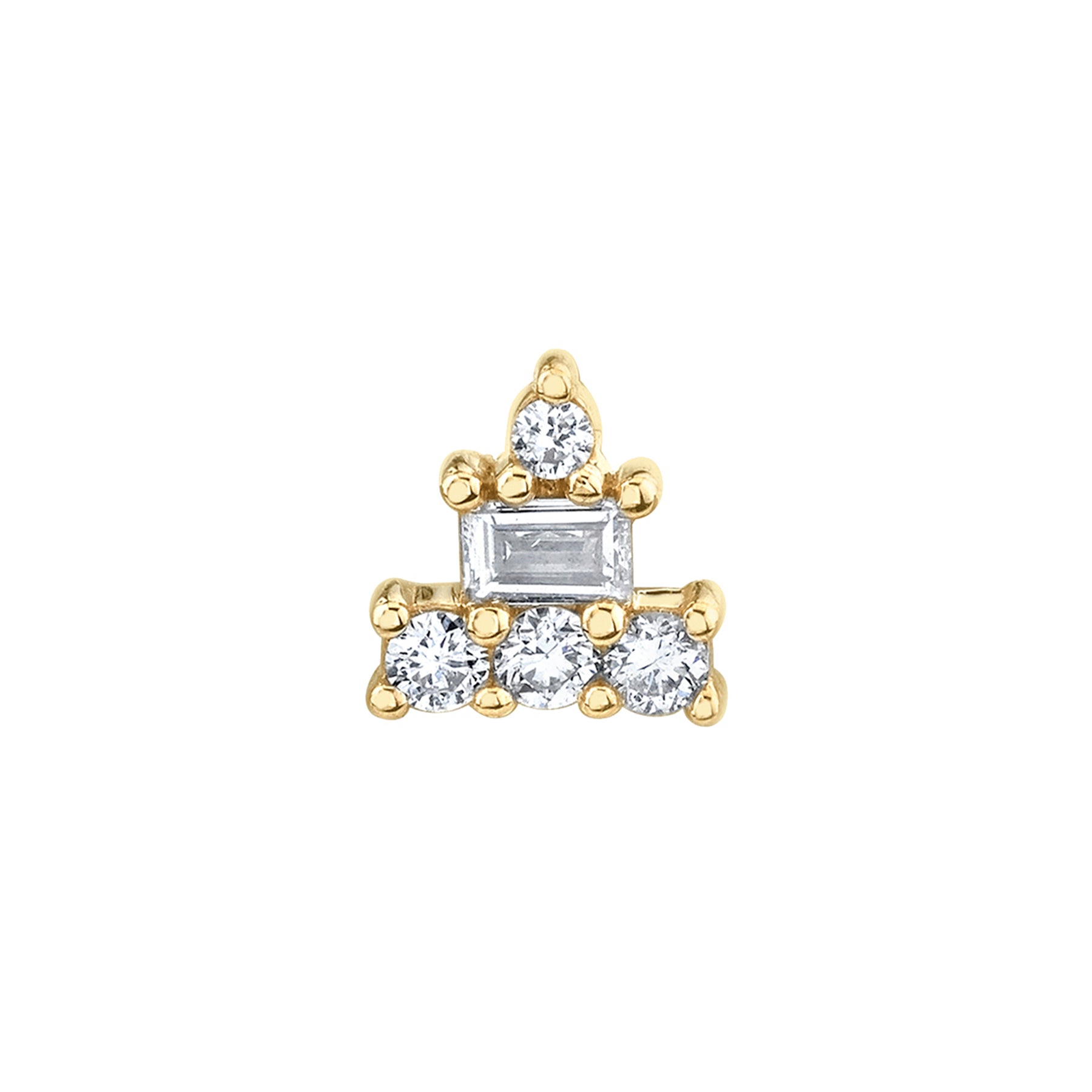 Bestie Baguette Birthday Cake Stud - White Diamond / 14k Yellow Gold ...