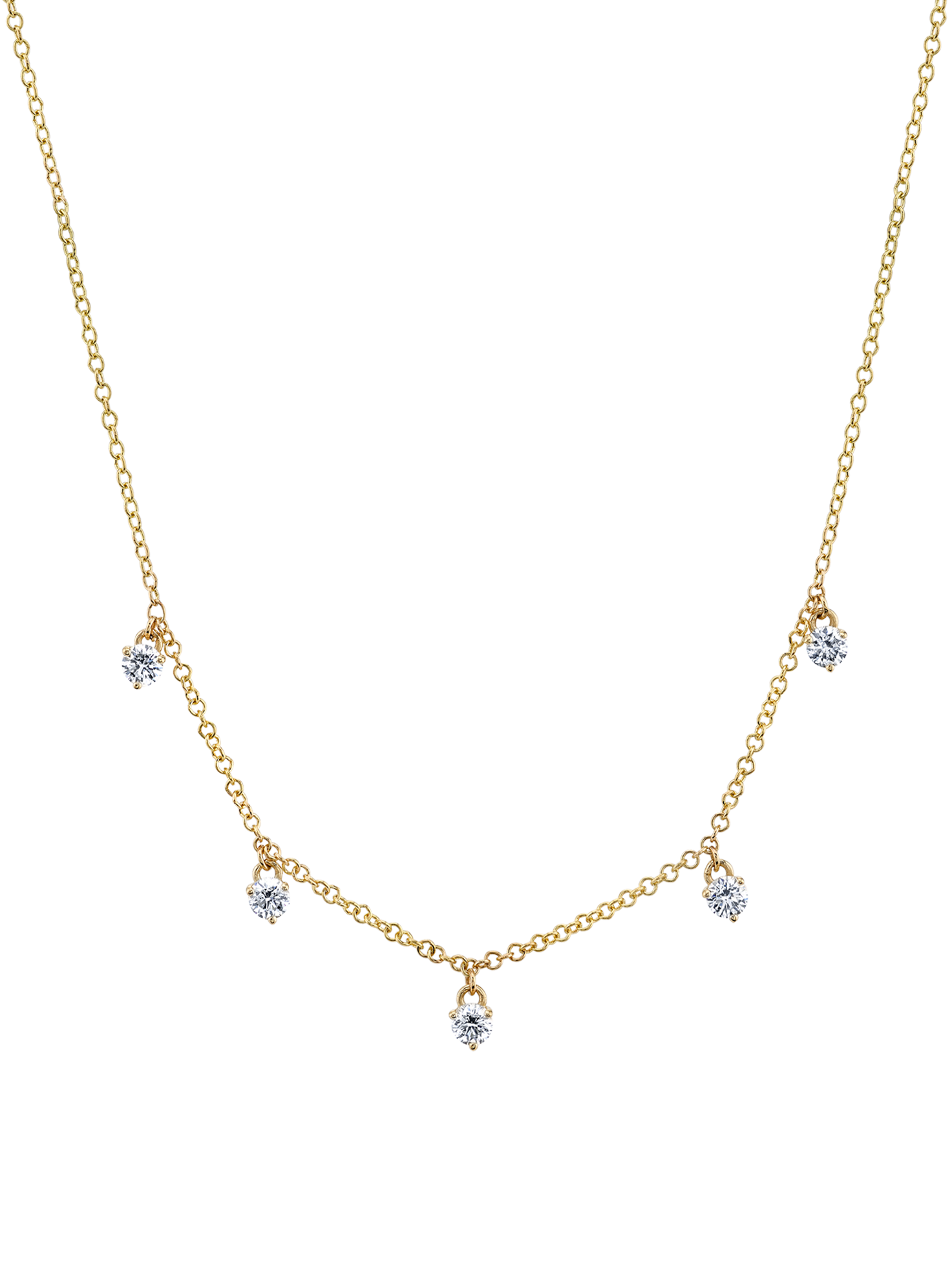 Five Solitaire Necklace - White Diamond / 14k Yellow Gold – The Last Line