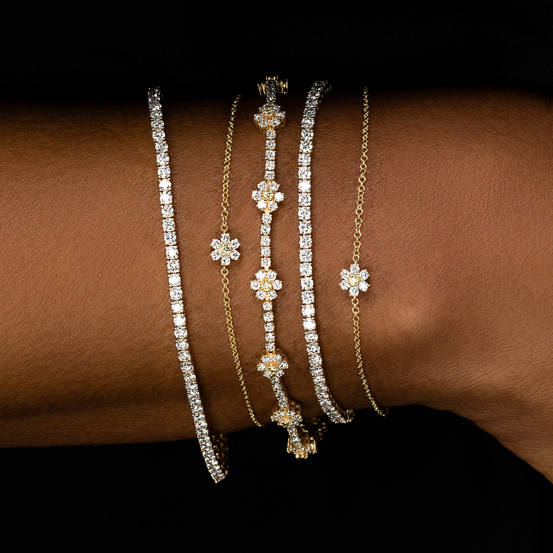 SRI 14k popular White gold flower bracelet