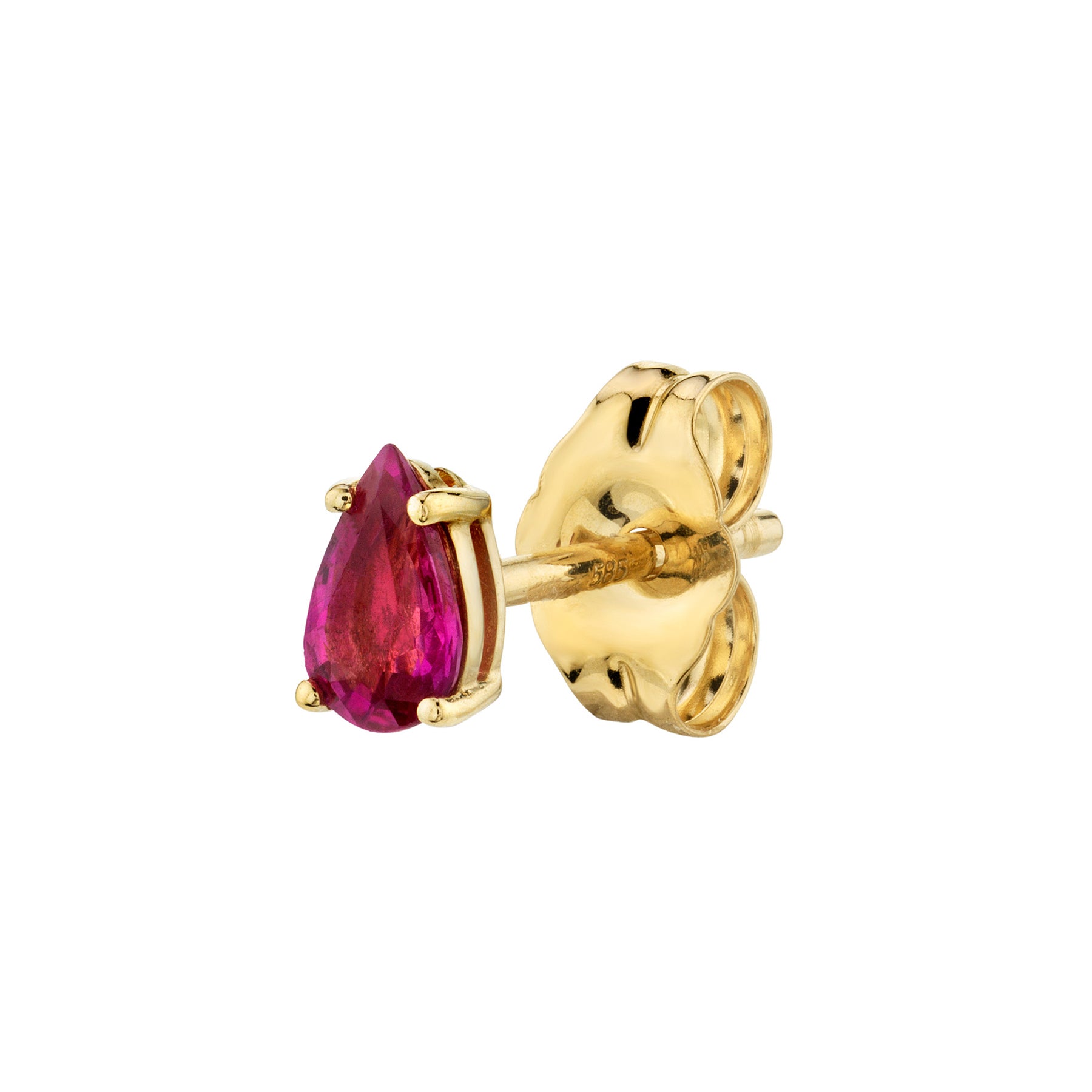 One Single retailer 14k Yellow Gold Heart Ruby Stud Earring