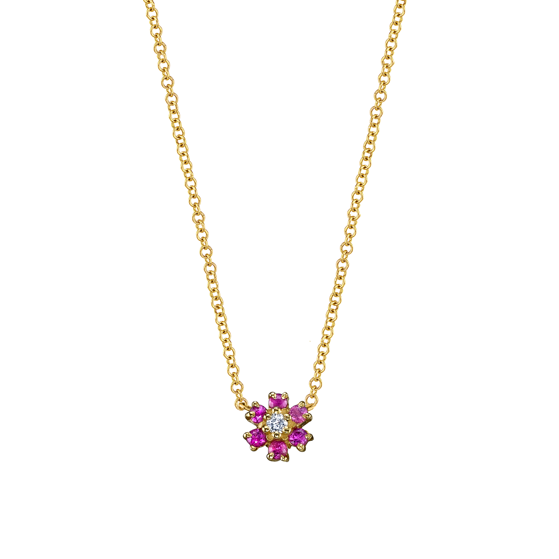 Mini Flower Necklace - Ruby / 14k Yellow Gold – The Last Line