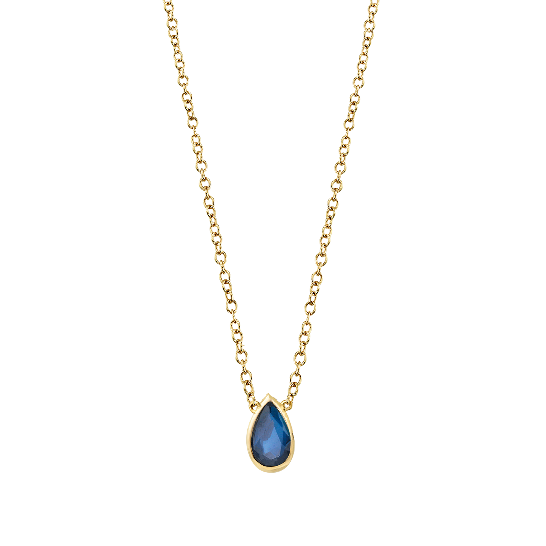 14K Solid Gold Blue Tear Drop Gemstone Necklace , All Compenents 14K Gold , Limited and Inimitable Original on sale Necklace , Blue Zircon Gemstone.